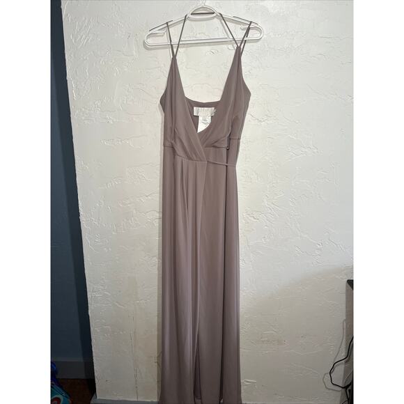 Davids Bridal crinkle chiffon‎ spaghetti strap wrap bridesmaid dress womens 6 - Picture 3 of 13